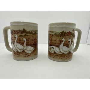 Vintage Otagiri Cup Geese Goose Flock Country Lot Of‎ 2 Coffee Mug